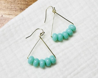 Boucles d’oreilles Dangle - Boucles d’oreilles perlées - Boucles d’oreilles en laiton - Boucles d’oreilles minimalistes - Tendance - Boucles d’oreilles en or