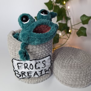 HALLOWEEN Frog Plush, Cute Frog, Gothic decor,  Soft Toy, Crochet Amigurumi,