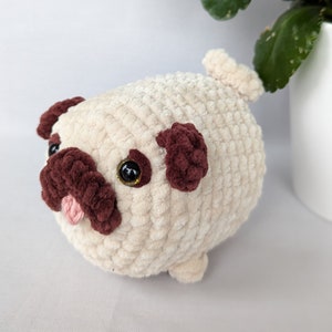 Mopshond knuffel, knuffel, gehaakt amigurumi