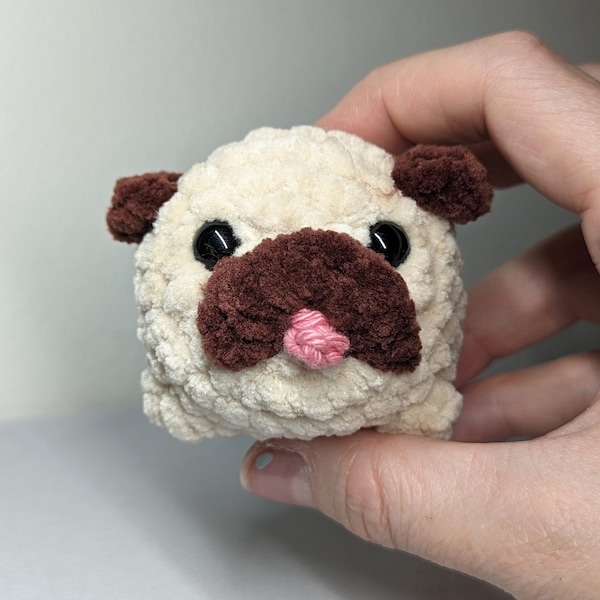 Mini Pug Plushie, Soft Toy, Amigurumi Crochet