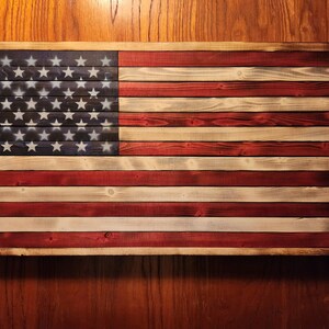 Handcrafted wooden American flag