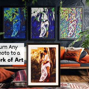 Custom Photo-to-Painting on Canvas - Personalized Art Portrait from Your Photograph, Personalised gift, Wedding Gift, Family Portrait.