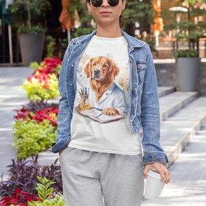 -shirt scientifique Golden Retriever | Conception intelligente de laboratoire pour chiens | Cadeau parfait pour les passionnés de sciences et les amoureux des chiens | Vêtements amusants pour Golden Retriever