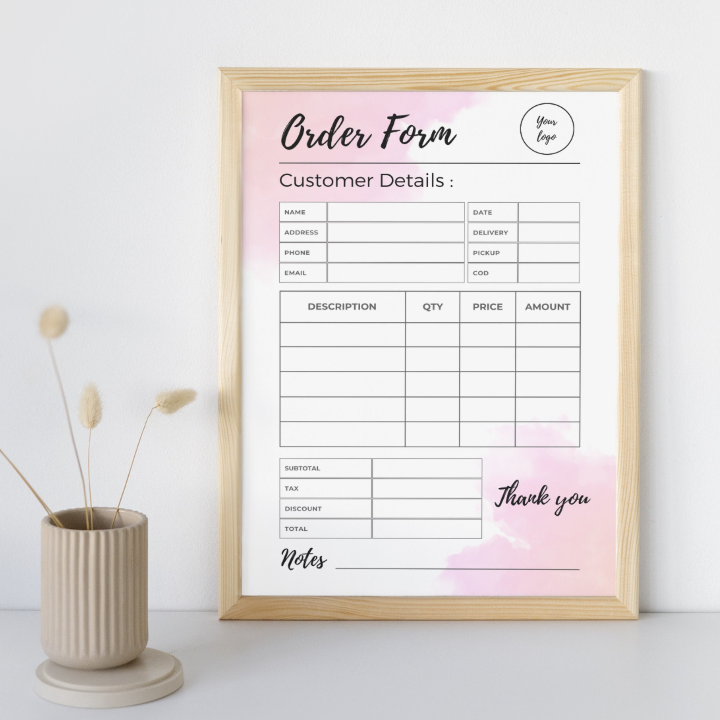 Order Form Printable Editable Order Form Template Small - Etsy
