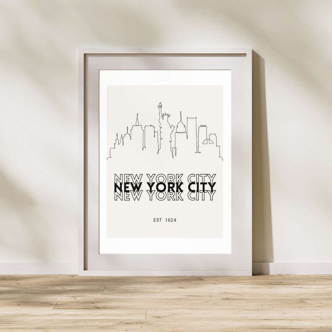 NYC Skyline Poster New York Black and White Print Dorm Room Decor for ...