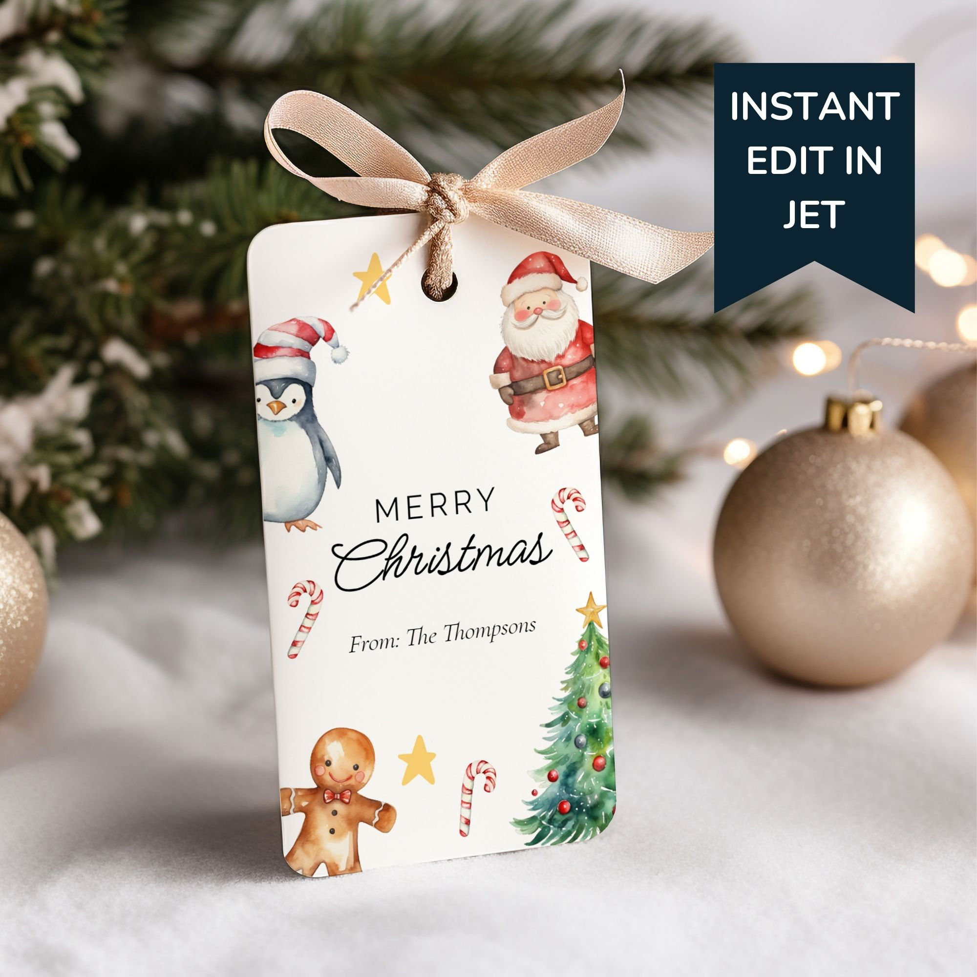 Festive Gift Tags Printable, Editable Christmas Present Labels, Santa ...