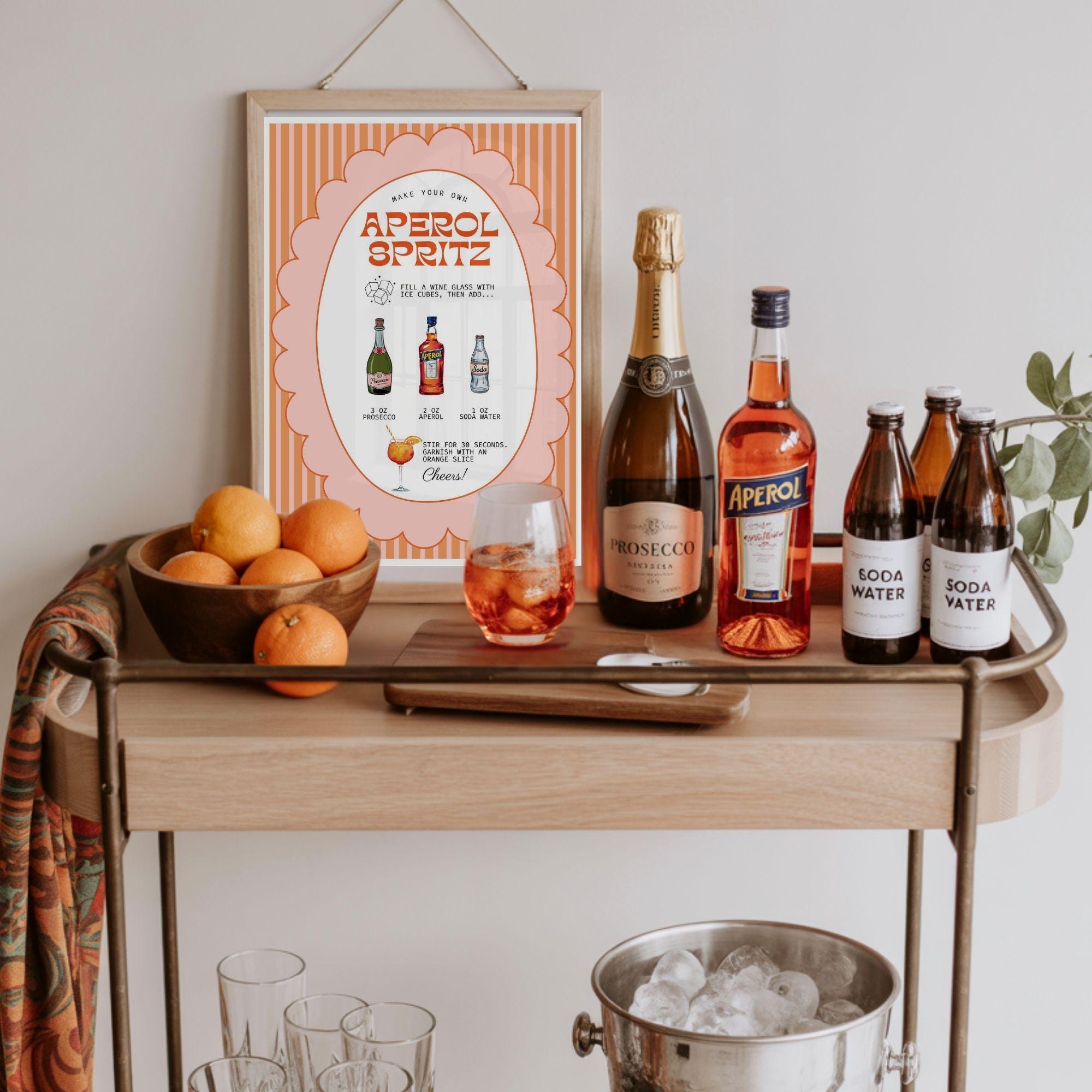 Aperol Spritz Bar Printable Sign, Pink and Orange Spritz Station Menu ...