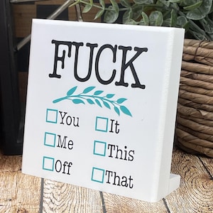 Funny Adult Humor Wood Sign: Multiple Choice Desk Decor