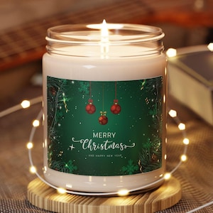 Merry Christmas Scented Soy Candle, Christmas 9oz candle, Holiday decor, candles