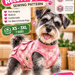 Dog Recovery Suit Sewing Pattern PDF, Male & Female Post Surgery Dog Bodysuit, XS-3XL Pet Recovery Suit, A4 Dog Clothes Pattern
