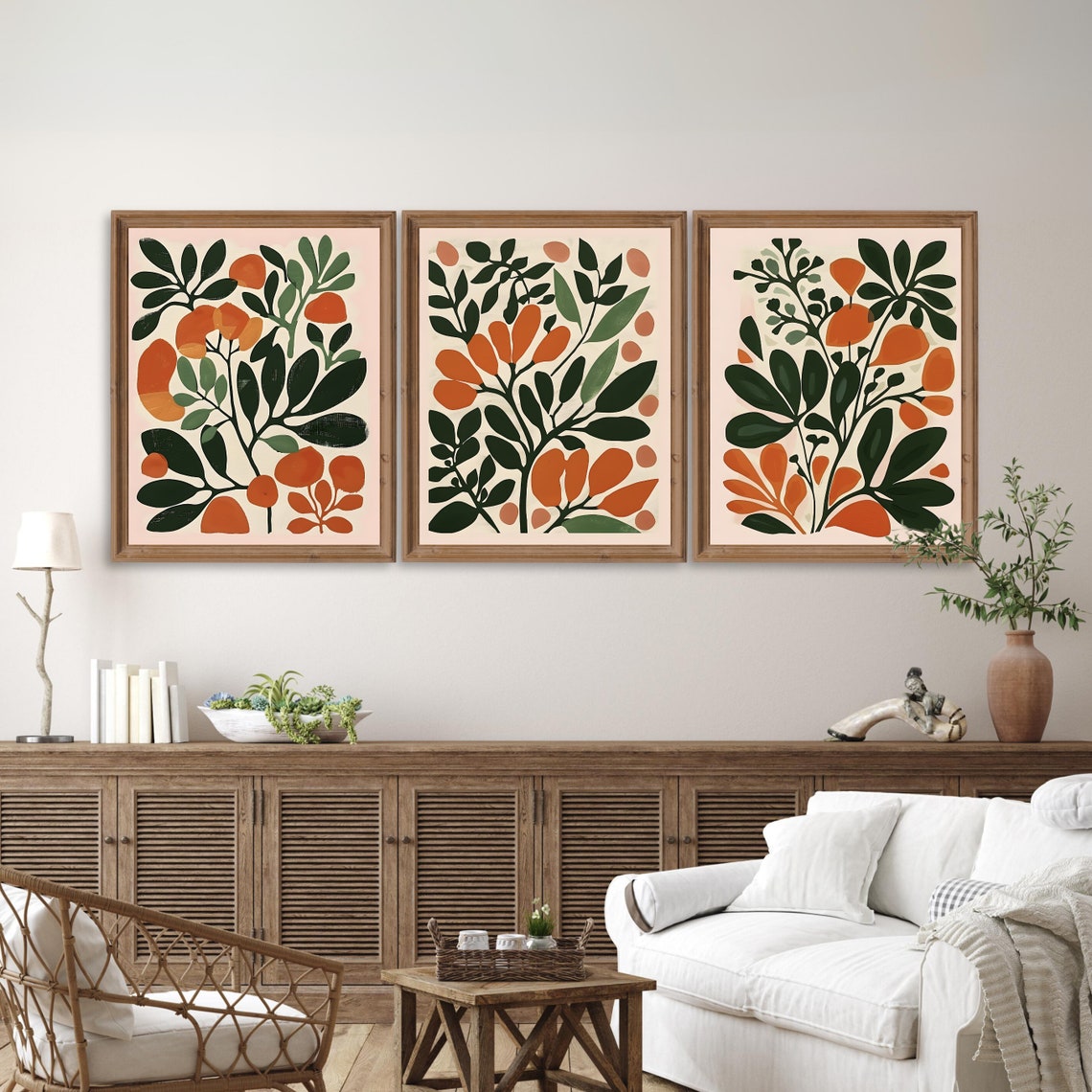 Artful Boho Flower Art Print Set of 3, Boho Floral Wall Art, Digital ...