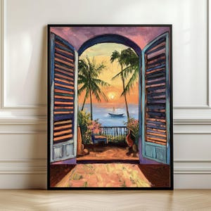 Matisse Open Window Art Printable Coastal Landscape Art Print, Mediterranean Sunset Painting, Matisse Modern Exhibition Summer Wall Art