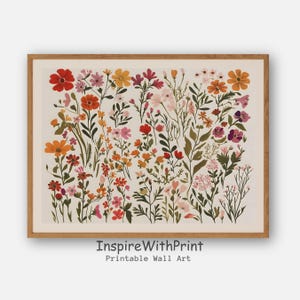 Colorful Wildflower Print, Boho Flower Botanical Printable, Floral Nursery Wall Art, Wildflower Nursery Botanical Art, Spring Wall Decor