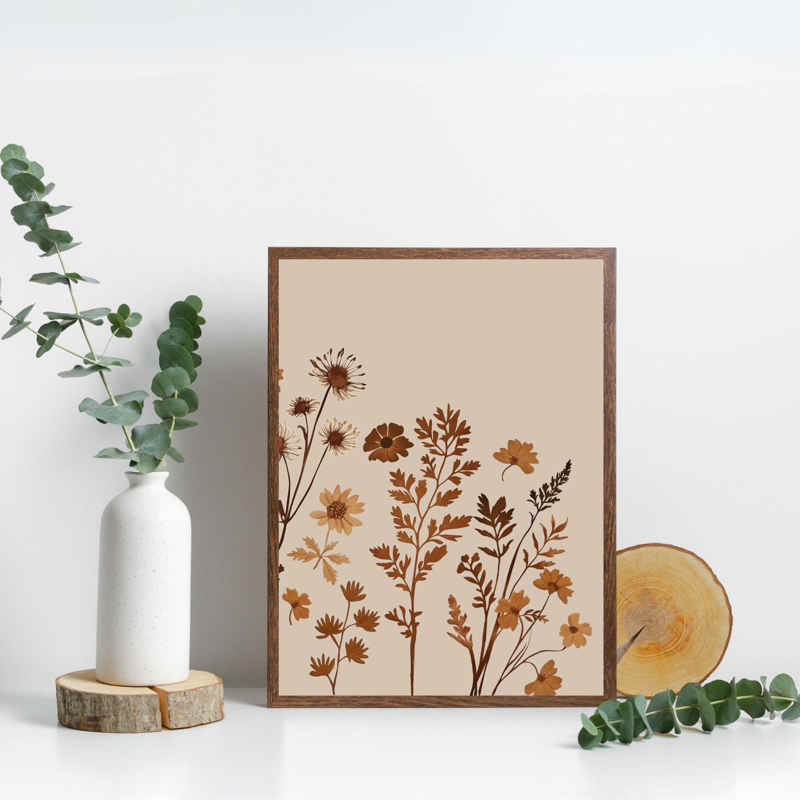 Rustic Wildflowers Print Set of 3, Neutral Boho Botanical Wall Art ...