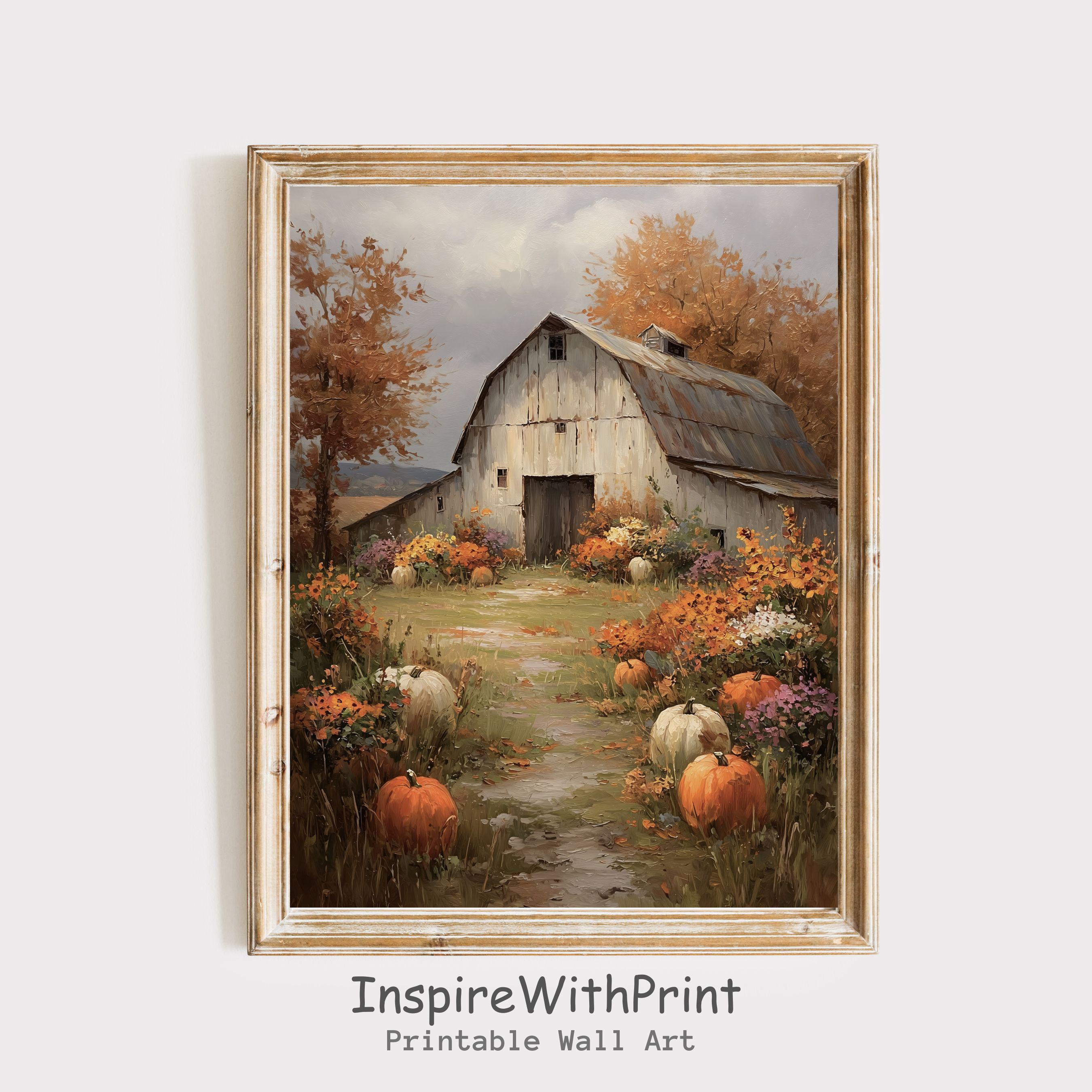 Kürbis-Scheune Wandkunst, Vintage Herbst Scheune Druck, rustikale Herbst  Bauernhaus druckbare Herbst Cottagecore Kunst, neutrale Landschaft Kürbis  Malerei - Etsy Österreich, image size:2700x2700