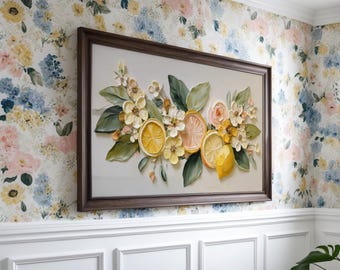 Lemon Blossom Citrus TV Frame Art, Vintage Kitchen Samsung Frame