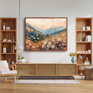 Mountain Wildflower Landscape Print, Colorful Flower Field Art Print ...