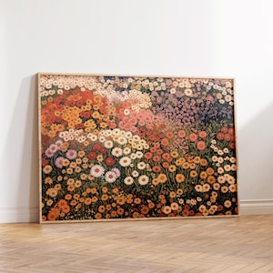 Blumengarten Landschaftsdruck, Wildblumen Druck, Französische Landschaft, Wildblumen Druck, Frühlingswandkunst, Frühlingsblumenwiese Druck