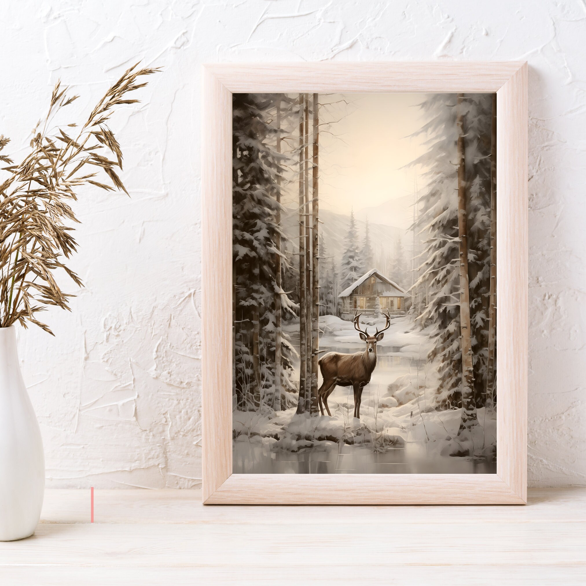 Winter Scene Wall Art, Winter Printable Wall Art, Winter Woodland Art ...