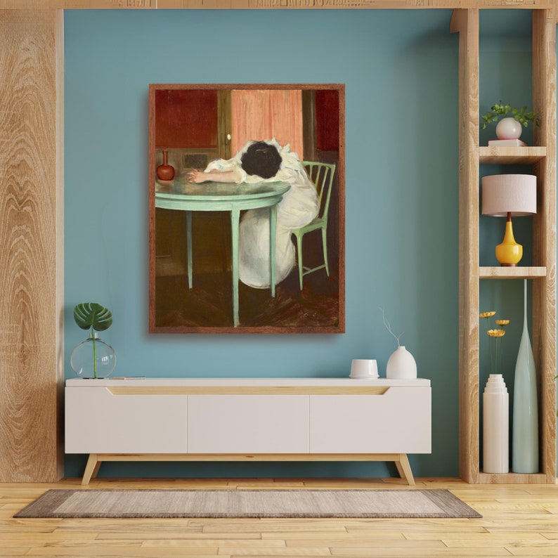Tired Woman Painting, Tired by Ramon Casas, Digital Download Moody ...