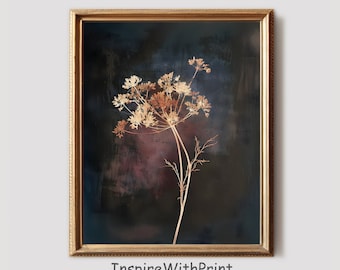 Moody Floral Printable Wall Art, Aesthetic Dark Botanical Print,  Dark Cottagecore Floral Art, Antique Floral Print, Rustic Flower Wall Art