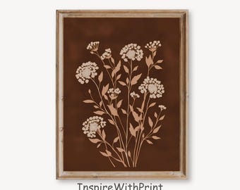 Rustic Botanical Printable Boho Wall Art, Neutral Floral Print, Vintage Spring Wildflower Print, Boho Flower Wall Decor, Neutral Nature Art