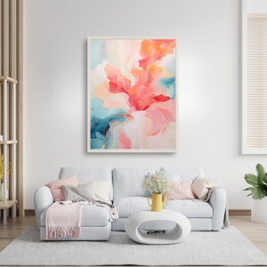 Abstract Pastel Painting, Digital Download Abstract Print Modern Home Decor, Artful Abstract Wall Art, Aesthetic Pastel Pink and Blue Art