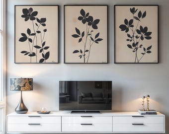 Ensemble de 3 imprimés botaniques floraux, impression d'art floral vintage, art mural fleur de mauvaise humeur, impression de ferme vintage, impression d'art mural noir