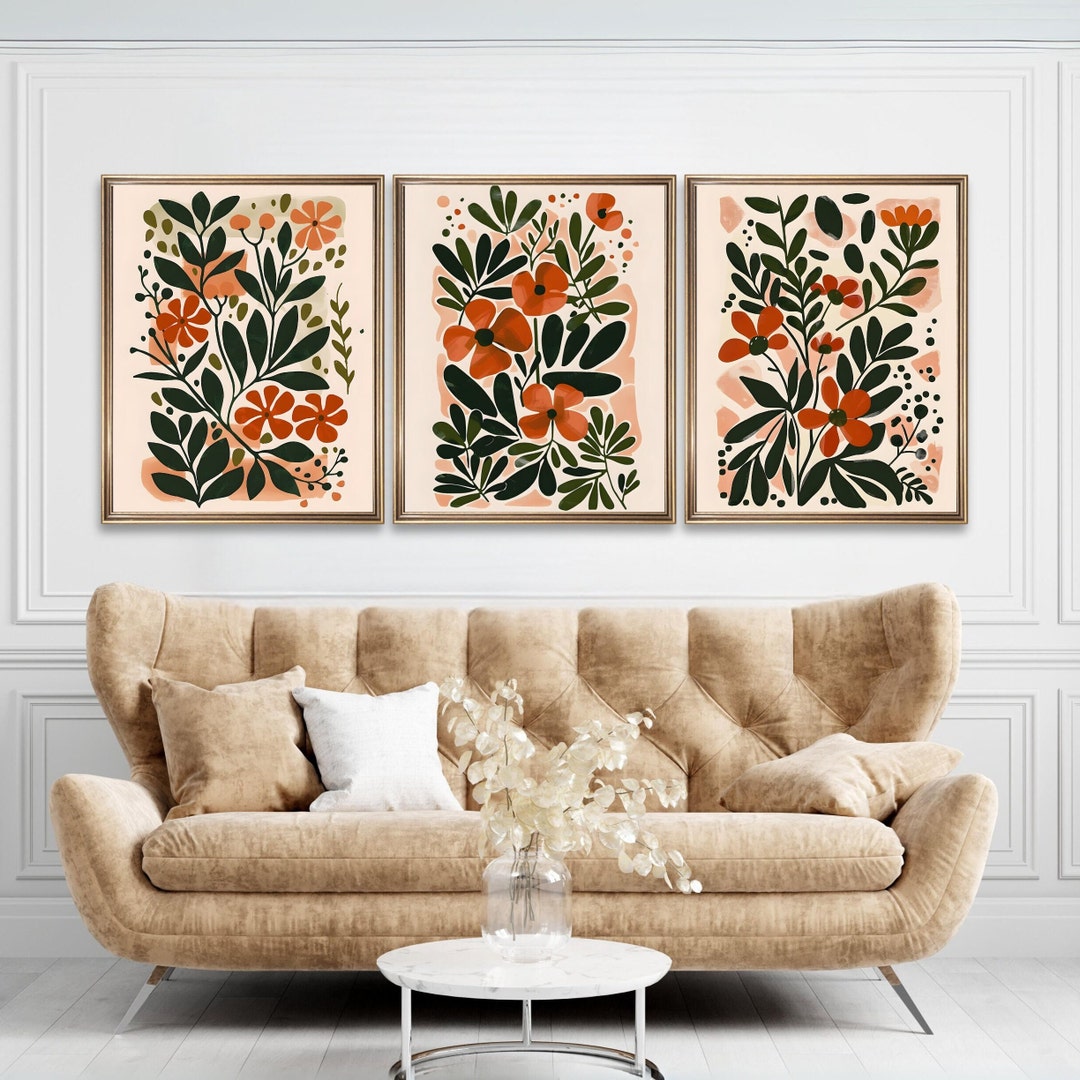 Artful Boho Flower Art Print Set Of 3 Boho Floral Wall Art Digital Artful Boho Flower Art Print Set Of 3 Boho Floral Wall Art Digital