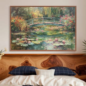 Vintage Seerosen Druck, Englischer Garten Druck, Seerosen Gartenteich, Seerosen Garten Druck, ruhige Wand Kunst zum Ausdrucken
