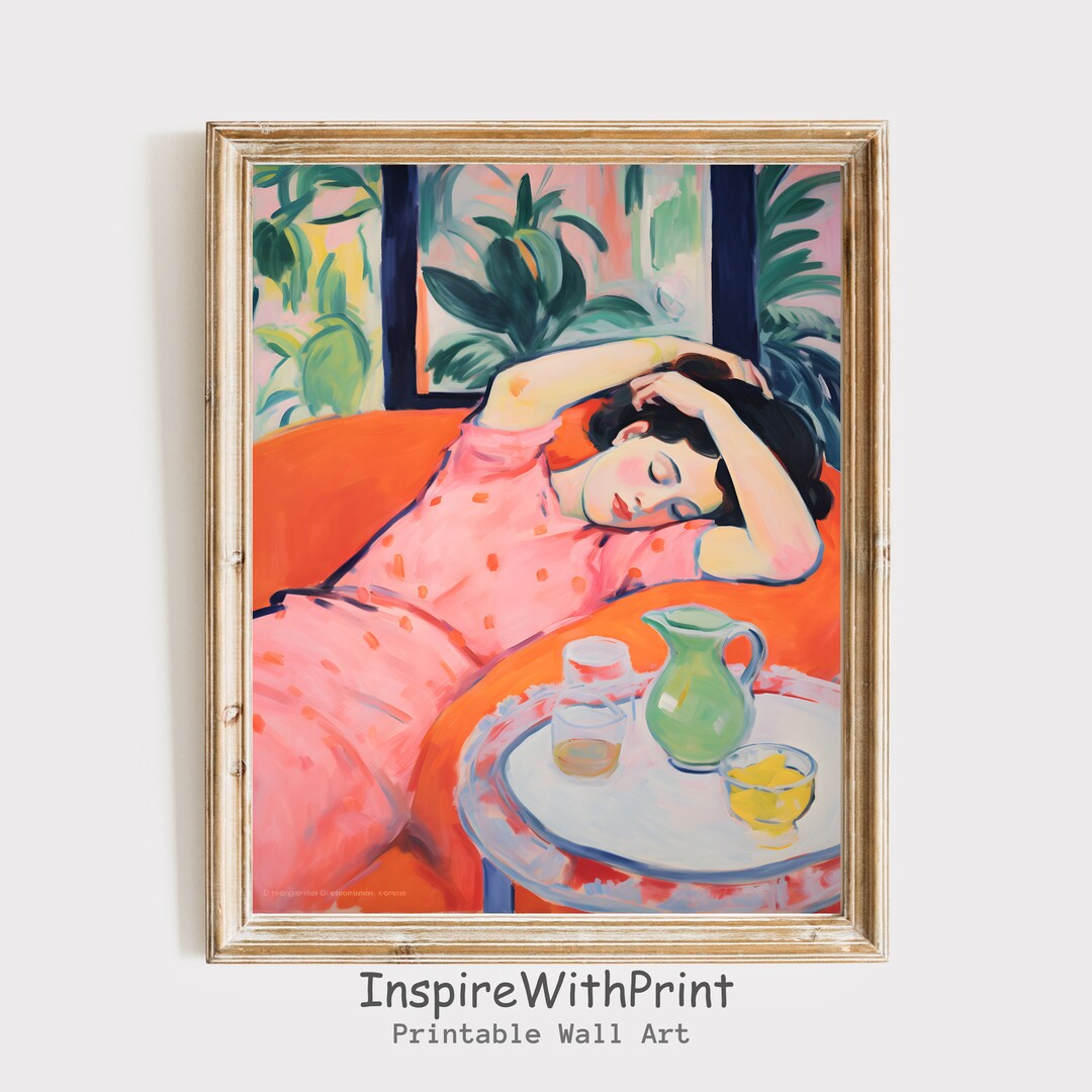 Tired Woman on the Sofa Painting, Digital Download Matisse Inspired Art ...