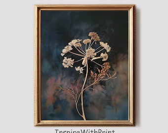 Moody Floral Printable Wall Art, Aesthetic Dark Botanical Print,  Dark Cottagecore Floral Art, Antique Floral Print, Rustic Flower Wall Art