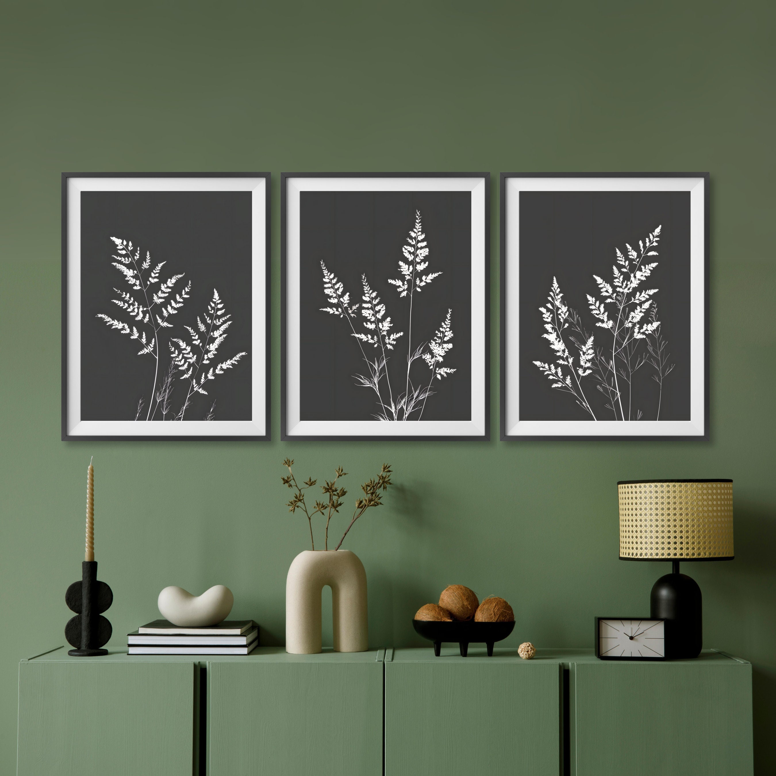 Black and White Botanical Print Set of 3, Aesthetic Black and White ...