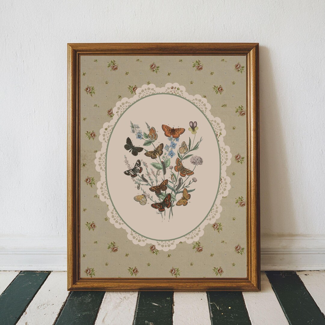Vintage Butterfly Art Printable Boho Butterfly Art, Cottagecore Neutral ...