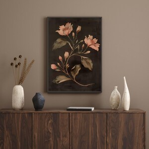 Art floral sombre vintage, impression botanique sombre, art mural imprimable floral de mauvaise humeur, imprimé floral bohème, art mural fleurs rustiques, imprimé fleurs sauvages image 5