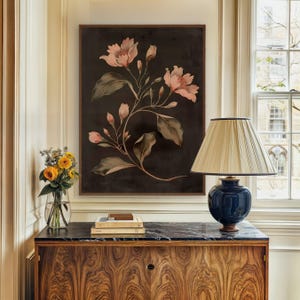 Art floral sombre vintage, impression botanique sombre, art mural imprimable floral de mauvaise humeur, imprimé floral bohème, art mural fleurs rustiques, imprimé fleurs sauvages image 2