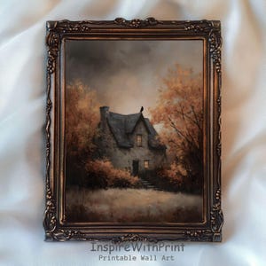Haunted House Wall Art, Moody Autumn Dark Cottagecore Art, Trendy Halloween Vintage Print, Dark Academia Print, Spooky House Printable Art
