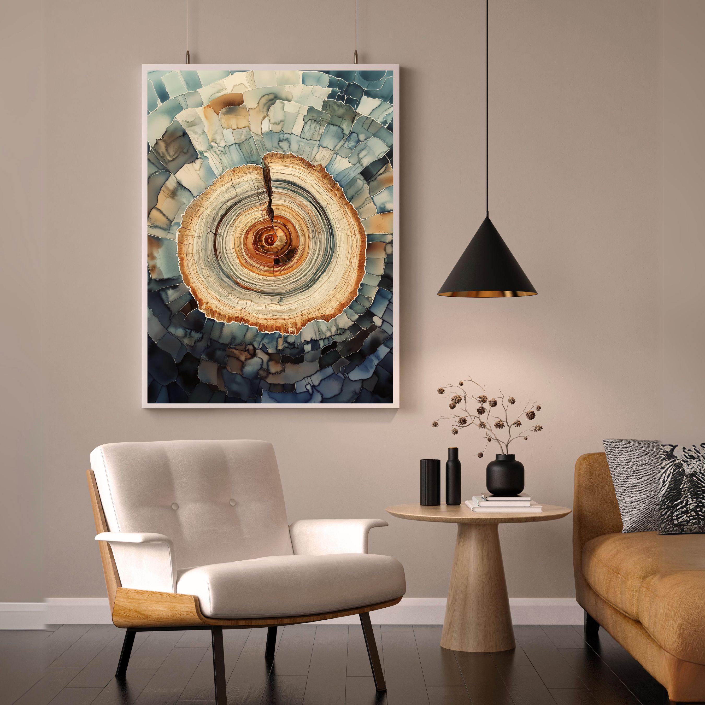 Morden Abstract Tree Rings Wall Art, Scandinavian Wood Rings
