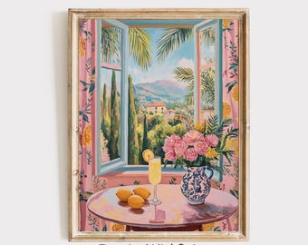 Matisse Open Window Art Printable Coastal Lemon Art Print, Mediterranean Window Painting, Cocktail Print, Matisse Modern Exhibition Wall Art
