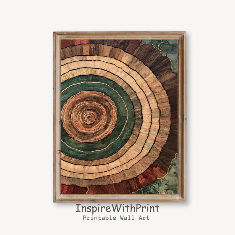 Morden Abstract Tree Rings Wall Art, Scandinavian Wood Rings Print ...