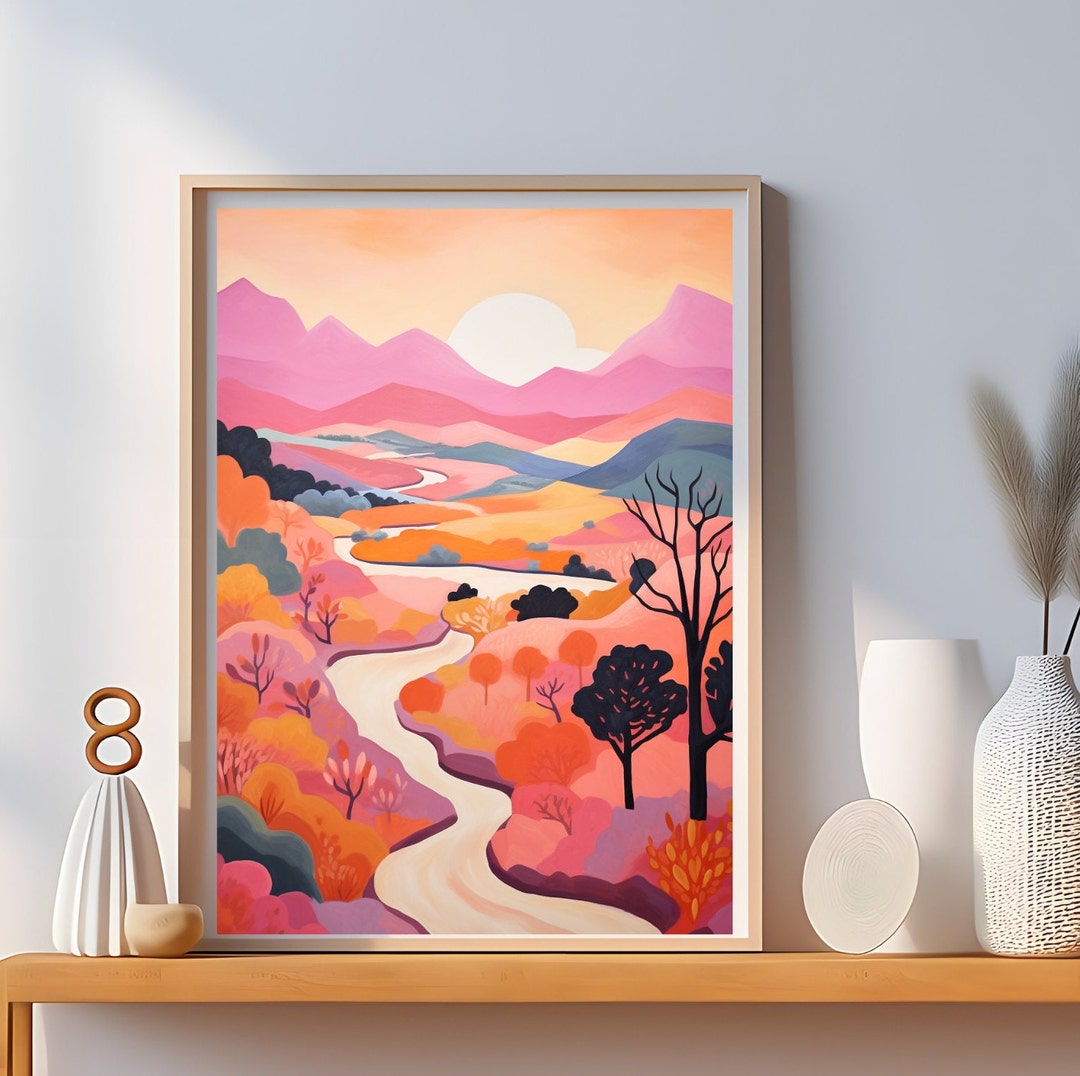 Abstract Mountain Art, Colorful Mountain Poster, Mountain Landscape