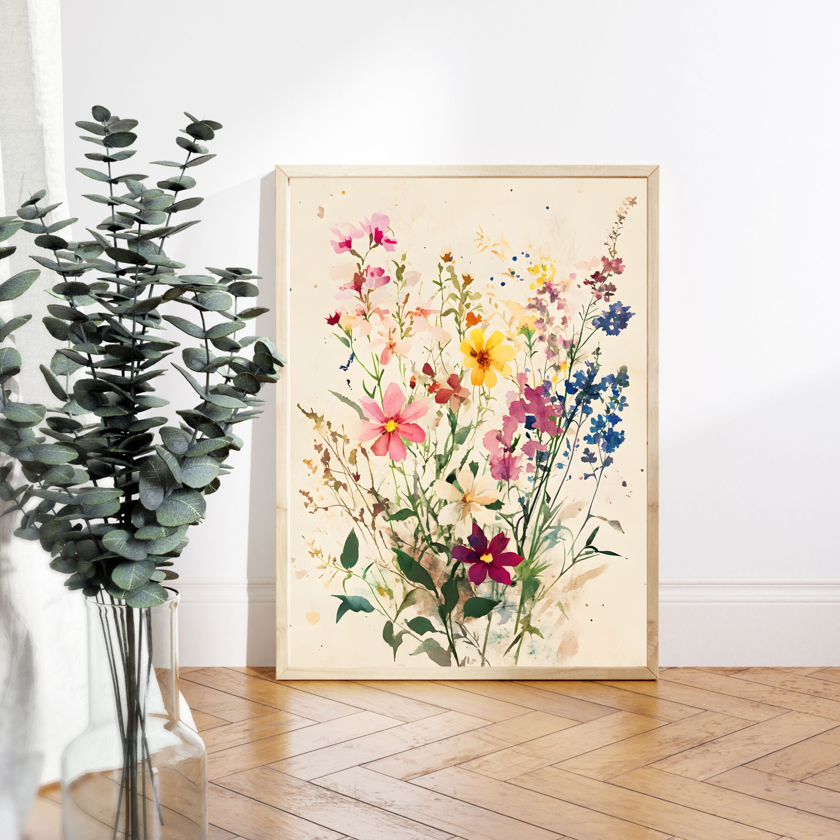 Watercolor Wildflower Print Set of 3, Watercolor Botanical Boho Wall ...