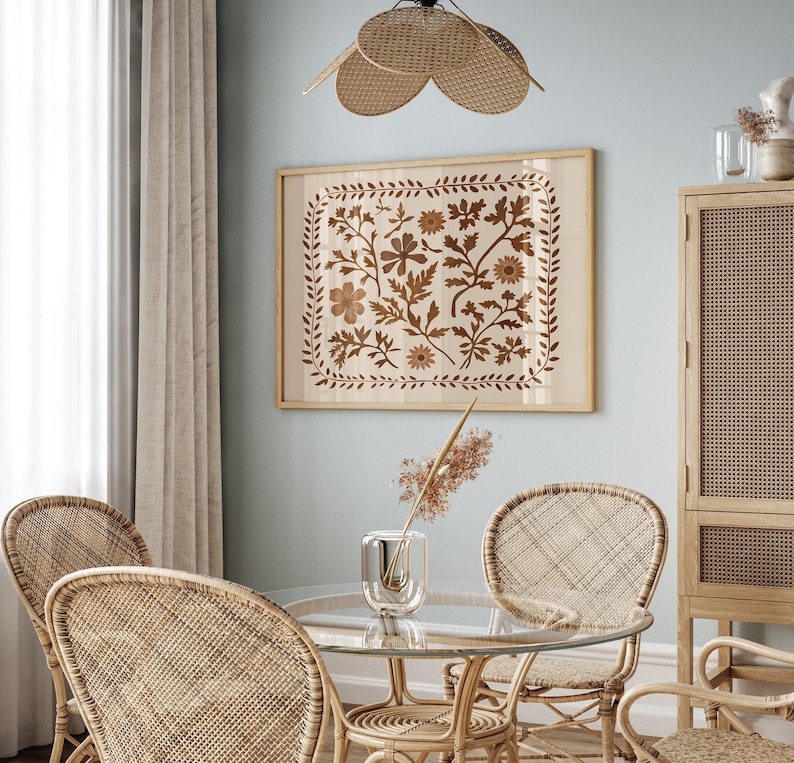 Neutral Botanical Printable Boho Wall Art, Brown Floral Art, Vintage Spring Wildflower Print, Boho Flower Wall Decor, Neutral Nature Print image 14