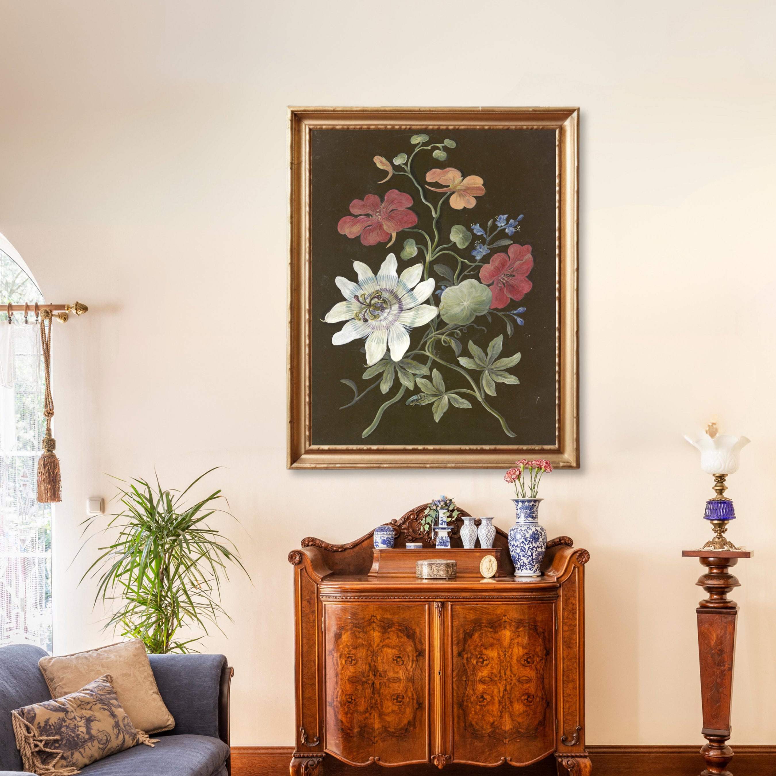 Vintage Botanical Flower Wall Art, Printable Moody Botanical Print ...