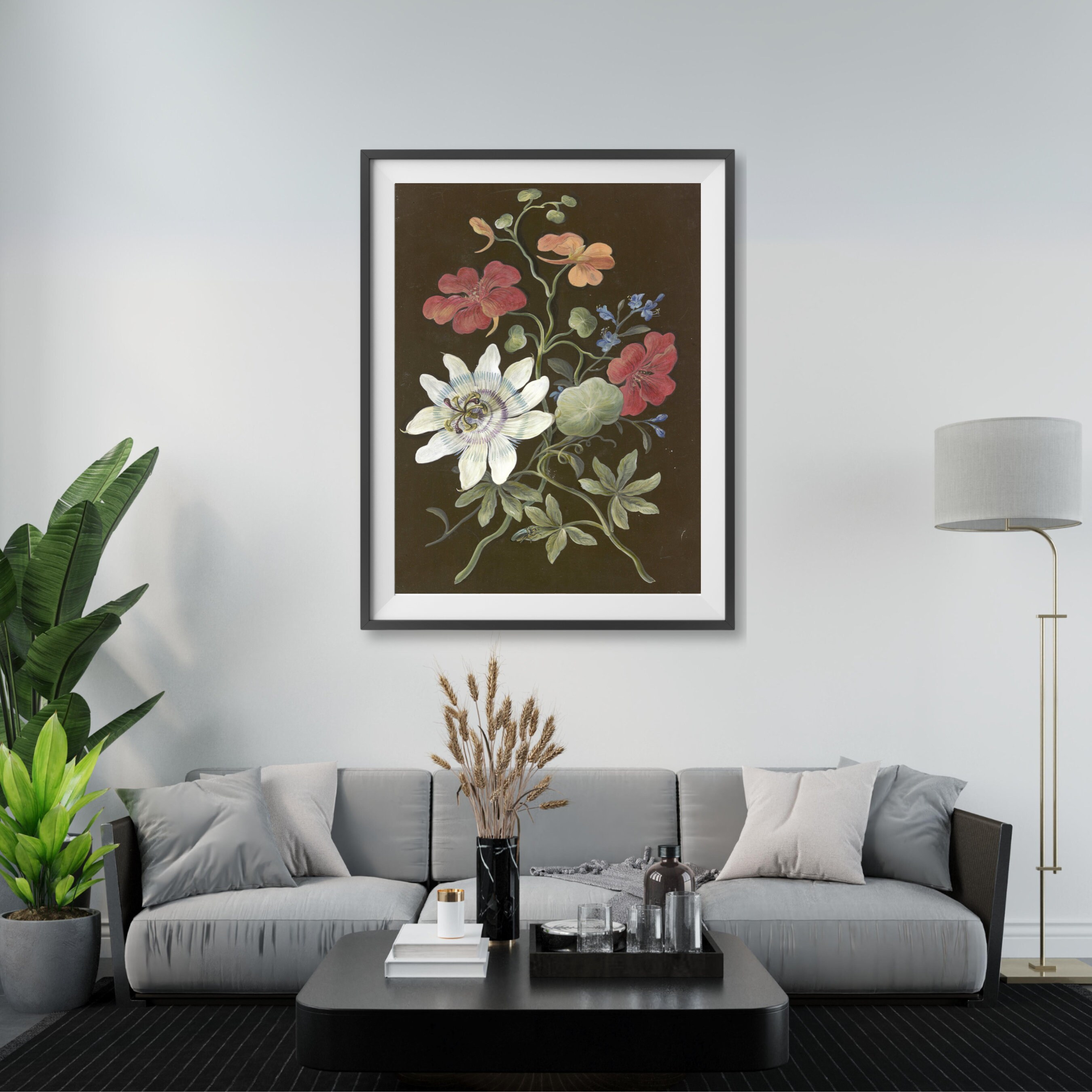 Rustic Botanical Wall Art. Vintage Flowers Prints