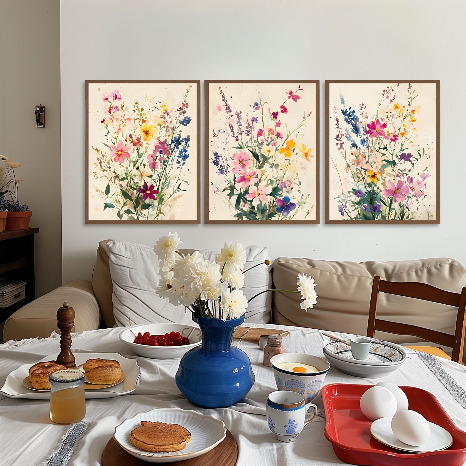 Watercolor Wildflower Print Set of 3, Watercolor Botanical Boho Wall ...