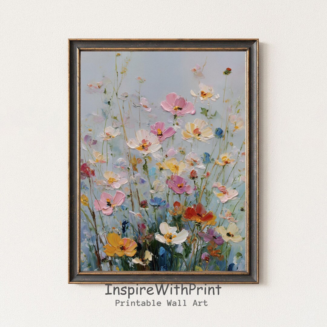 Spring Pastel Floral Printable Art, Soft Wildflower Painting ...