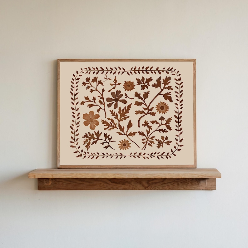 Neutral Botanical Printable Boho Wall Art, Brown Floral Art, Vintage Spring Wildflower Print, Boho Flower Wall Decor, Neutral Nature Print image 11