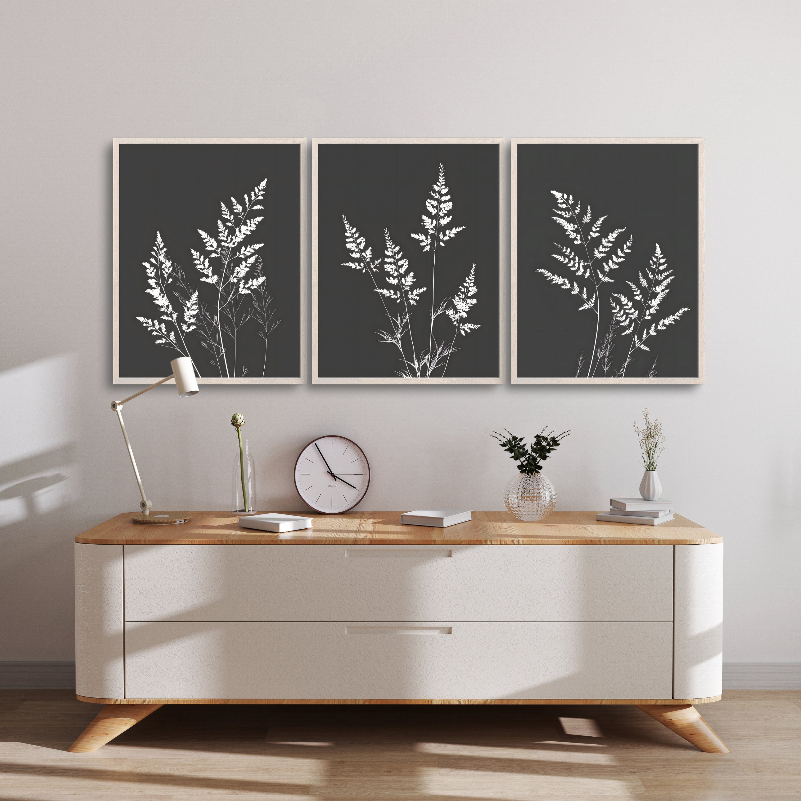 Black and White Botanical Print Set of 3, Aesthetic Black and White ...