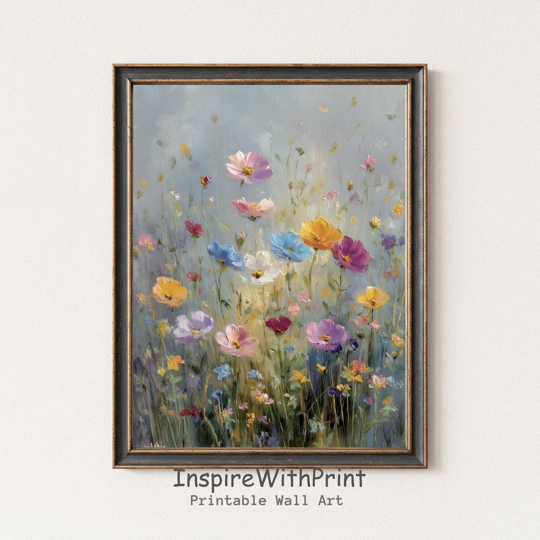 Spring Pastel Floral Printable Art, Soft Wildflower Painting ...